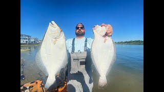 061224 Long Island South Shore Back Bay Fluke Fishing from Kayak [upl. by Neiv276]