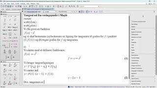 Tangent gennem røringspunkt i Maple  eksempel [upl. by Iphigenia]