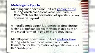 Metallogenic Epochs and Provinces [upl. by Atsahc995]