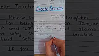 Excuse letter for absent in schoolExcuse letter leave excuse letter leave application for teacher [upl. by Humph]