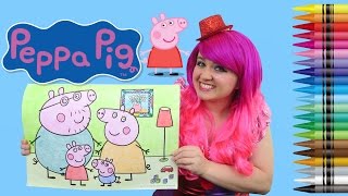 Coloring Peppa Pig JUMBO Coloring Page Crayola Crayons  COLORING WITH KiMMi THE CLOWN [upl. by Namaj726]