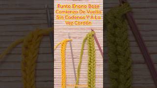 SIN CADENAS Punto Enano Raso o Deslizado Base a Crochet y Cordón Doble Cadena Parte 1 shorts [upl. by Luise]