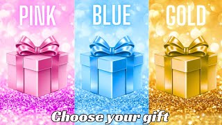 Choose your gift 🎁🤩💝🤮3 gift box challenge2 good amp 1 badPink Blue amp Gold chooseyourbox [upl. by Pahl]