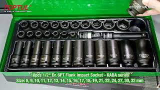 TOPTUL 32PCS 12quot DR Flank Impact Socket Set GDAD3201 [upl. by Henghold]