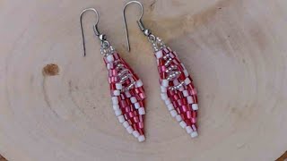 Brick Stitch Perlen Ohrringe selbermachen Beaded Earrings Tutorial [upl. by Allys611]