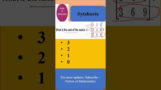 Rank of 3 by 3 matrix shorts rankofmatrix maths mathematics trending education [upl. by Suissac431]