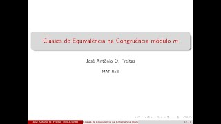 Aula 11  Classes de equivalência em Zm [upl. by Zzahc]