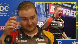 Dimitri Van den Bergh INSTANT REACTION to 9darter at World Matchplay [upl. by Aneehsit]