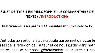 Sujet de Type 3 en PHILOSOPHIE  L’INTRODUCTION qui passe partout [upl. by Susanna]