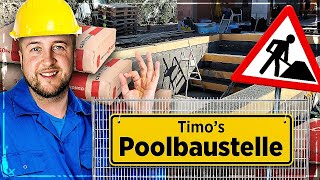 Treppe im XXL POOL Betonieren 🔥😱HAUS VLOG 7 [upl. by Udele]