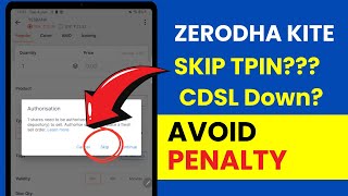 Sell Shares in Zerodha Without CDSL TPIN Skip TPIN in Zerodha  Important Rules Hindi [upl. by Ybrek132]