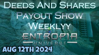 Deeds and Shares Payout Show Weekly for Entropia Universe Aug 12th 2024 [upl. by Doownelg]