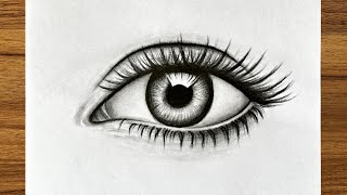 How to draw a realistic drawing  Easiest eye drawing tutorial  Easy drawings step by step [upl. by Ylrebmi]