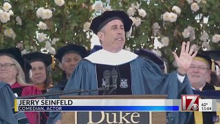 Dozens walk out at Seinfeld’s Duke commencement speech [upl. by Eatnuahs]