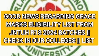 JNTUH GRACE MARKS ELIGIBILITY LIST REALISEDR18 2024GOOD NEWS [upl. by Lindahl815]