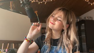 ASMR  Lets try different art mediums painting drawing coloring mic brushing [upl. by Wilone]