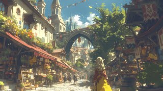 Relaxing Medieval Music  BardTavern Ambience Soothing Celtic Music Beautiful Market Day [upl. by Elurd]