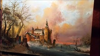 Зимний пейзаж с замком маслом  winter landscape with castle [upl. by Ailiec]