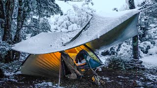 WINTER CAMPING In SNOW  Snowstorm  Heavy Rain [upl. by Kerrie]