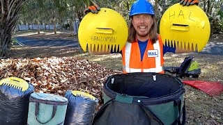 Leaf Clean Up with Blower  Lawn Mowers with Handyman Hal [upl. by Neelhsa]