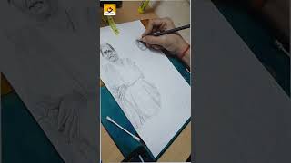 Part7 How to draw realistic portrait outline drawing from 2 old sister shortsvideo oldwoman [upl. by Hcurob]