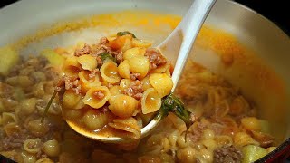 Sopita De Conchas with ground beef for dinner [upl. by Ahcila111]