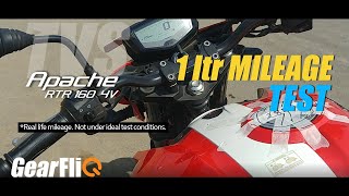 TVS Apache RTR 160 4V 1Ltr Mileage Test  GearFliQ [upl. by Mita]