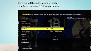 How to turn on and off Even team and NFL Live playbooks in Madden NFL 24 [upl. by Emie]