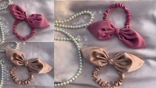 DIY Bow Scrunchies  how to make cute scrunchies [upl. by Nolyd]