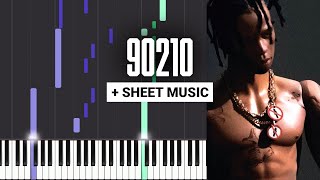 90210  Travis Scott  Piano Tutorial  Sheet Music amp MIDI [upl. by Root]