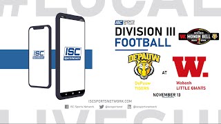 LIVE Division III Football DePauw Tigers at Wabash Little Giants 111321 [upl. by Asiral]