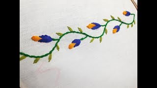 Embroidery For Border Design  Hand embroidery designs [upl. by Aicinoid206]