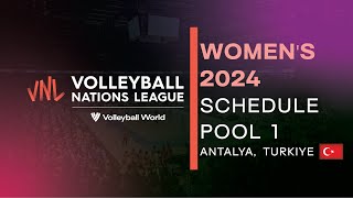 2024 FIVB Womens Volleyball Nations League  Week  1 Schedule Pool 1 [upl. by Franklyn]