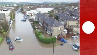 Drone footage shows severe flood damage in Cumbria UK [upl. by Faunia]