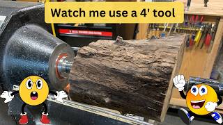 Woodturning  Rustic Walnut using an Extra Big Tool [upl. by Gmur]