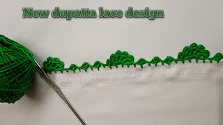 Easy dupatta neck and sleeves crochet lace designnew dupatta work qureshia ki lace pattern [upl. by Alleuol]