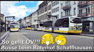 So geht ÖV Sehr viele Busse beim Bahnhof Schaffhausen [upl. by Publius]