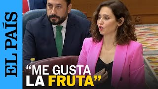 MADRID  Ayuso afirma que le dijo quotme gusta la frutaquot a Pedro Sánchez  EL PAÍS [upl. by Alvin991]