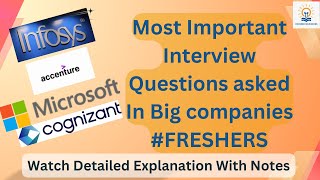 Most Important Interview Questions Asked in Big MNCs infosys freshersjobs interviewquestions [upl. by Eiryt]