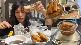 「白桃ジャスミン茶杏仁豆腐」と「春巻き5種」くそ美味い【スイーツ生活】 [upl. by Nerat]