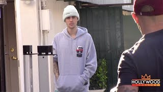 Justin Bieber Questions The Paparazzi Before Lunch With Hailey [upl. by Downall]