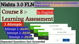 Nishtha 30 module 8 answers  Learning Assessment quiz answers Diksha  Nishtha Course 8 [upl. by Janeczka]