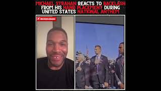 MICHAEL STRAHAN RESPONDS TO BACKLASH FOR HAND PLACEMENT DURING NATIONAL ANTHEM [upl. by Gupta]