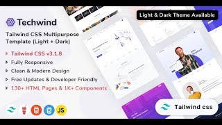 Techwind  Tailwind CSS Multipurpose Template  Shreethemes [upl. by Ailil]
