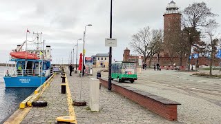 Kołobrzegport molo falochron promenada deptak opuszczone domki na plaży bary 4K [upl. by Esdnil86]