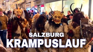 Krampuslauf in Salzburg 2023 Getreidgasse [upl. by Nnylesor]