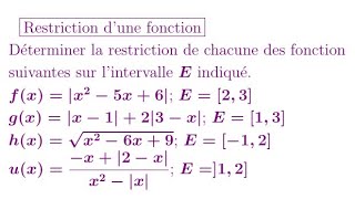 Restriction d’une fonction restrictions fonction coincidences egales [upl. by Alodie202]