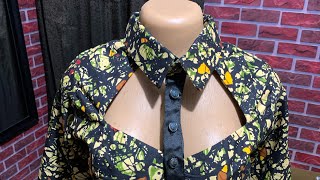 HOW TO CUT AND SEW A BUSTIER BUTTON DOWN DRESS WITH COLLAR [upl. by Eenahpets701]