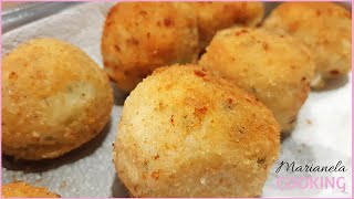 BOMBAS DE PAPA RELLENAS CON QUESO AL HORNO RECETA SALUDABLE FÁCIL RICA Y CASERA [upl. by Drarehs]