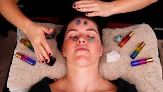 ASMR Gemstone Facial with Color Therapy for Stressful Energy Healing [upl. by Ilatfan28]